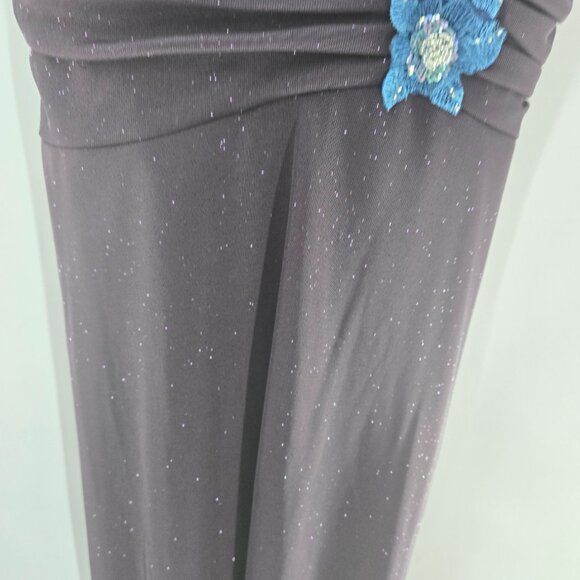 Vintage Speechless Smoky Purple Blue Rosette Shimmer Glitter Y2K Midi Dress - Picture 9 of 15